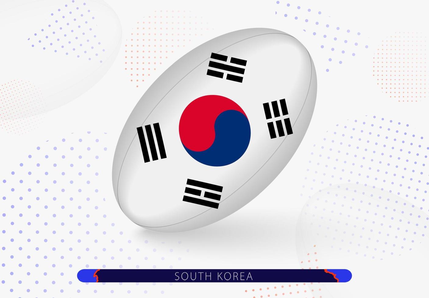 Rugby ball with the flag of South Korea on it. Equipment for rugby team of South Korea. vector
