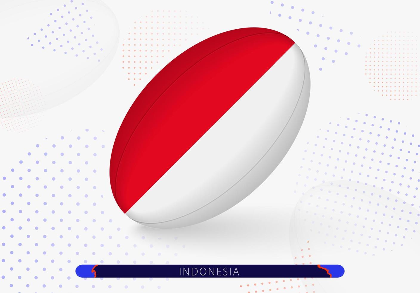 Rugby ball with the flag of Indonesia on it. Equipment for rugby team of Indonesia. vector