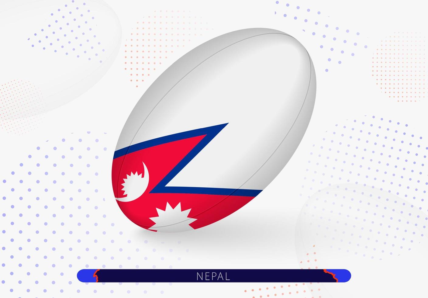 Rugby ball with the flag of Nepal on it. Equipment for rugby team of Nepal. vector