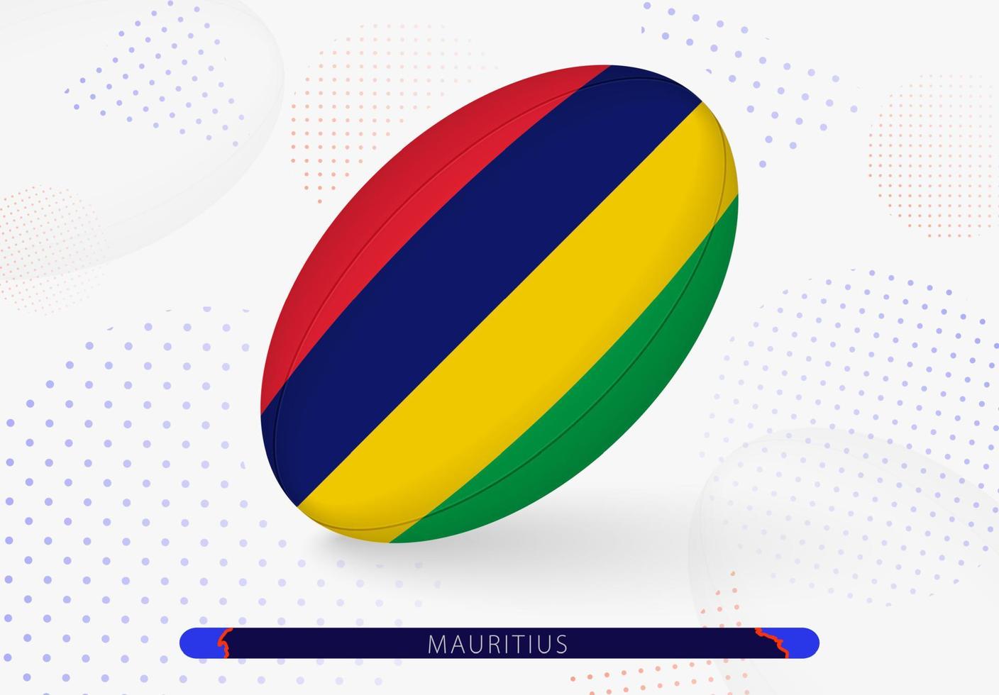 Rugby ball with the flag of Mauritius on it. Equipment for rugby team of Mauritius. vector