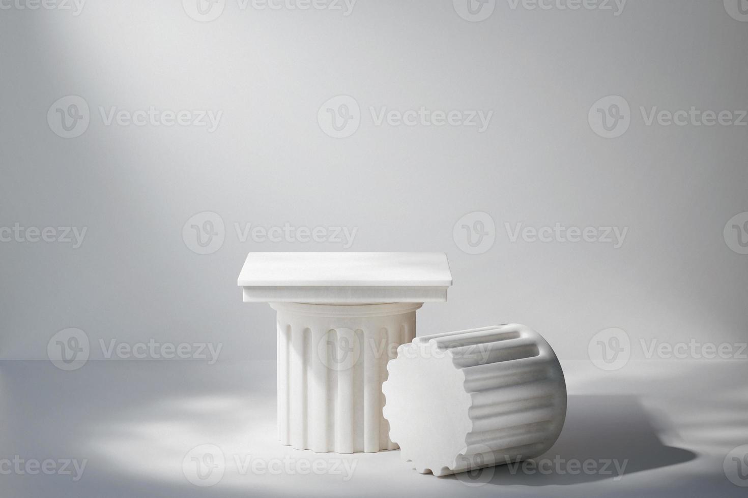 decorative antique column podium product display 3d render background in ancient greek pillar with cinematic lighting front view photo