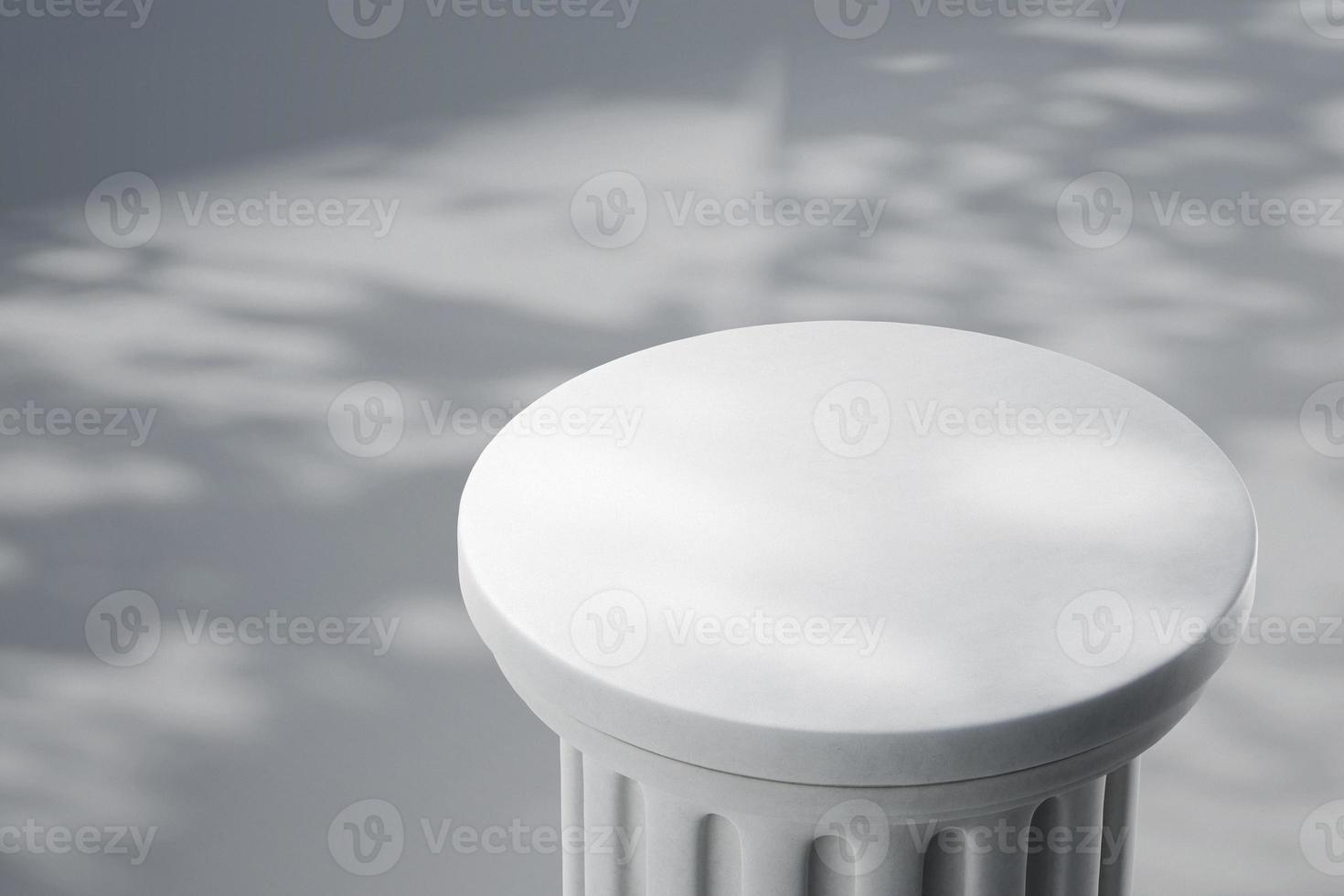 cylinder roman column podium product display 3d render background in white stone with dappled light top view photo