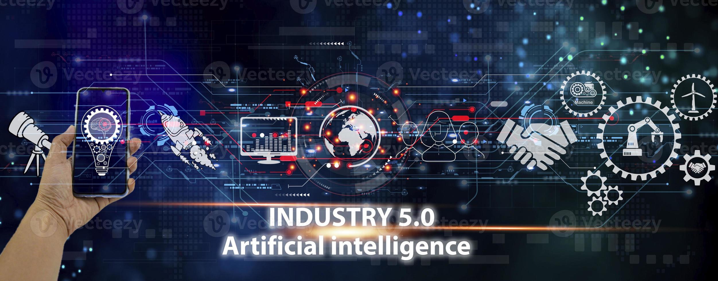 The concept of developing an artificial intelligence system that can interact with humans and be used in the industry 5.0 system. photo