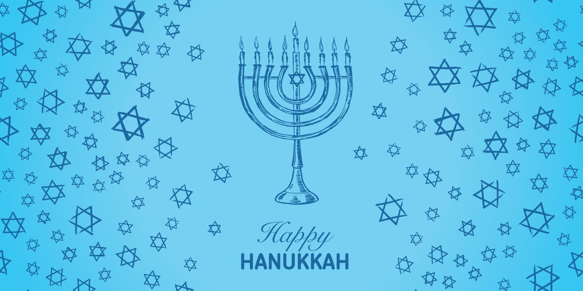 Hanukkah blue background, Hebrew David stars. Vector illustration.