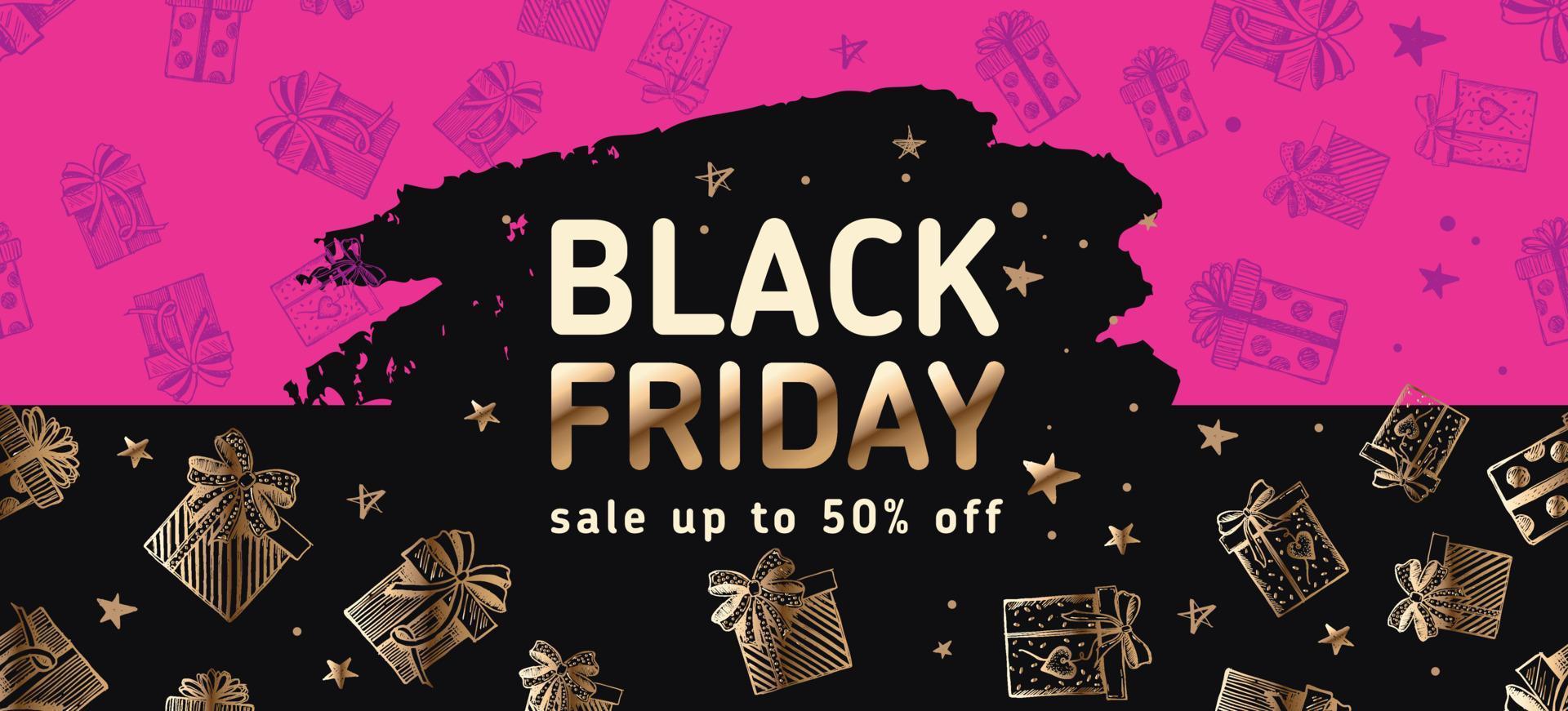 Black Friday Sale. Doodle icons of gift box. Hand drawn style. Vector. vector