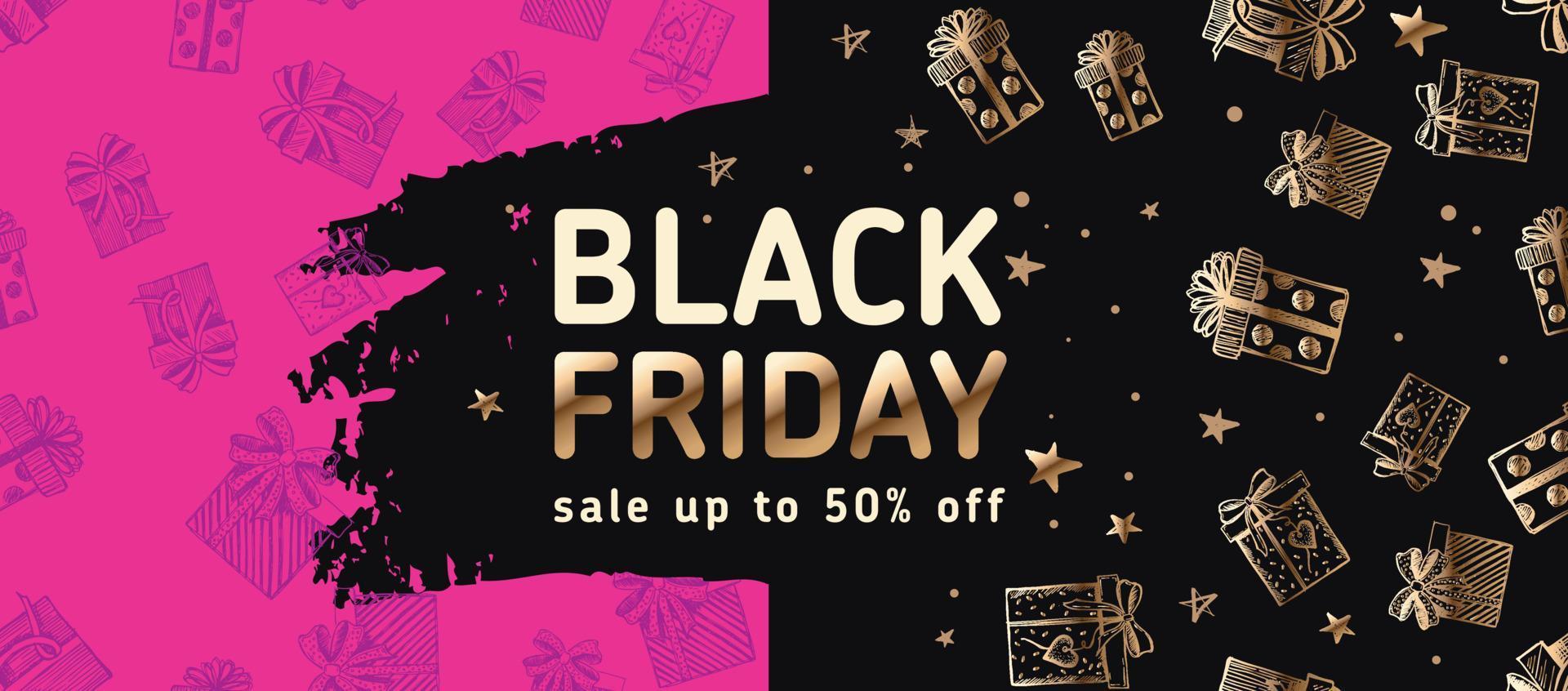 Black Friday Sale. Doodle icons of gift box. Hand drawn style. Vector. vector