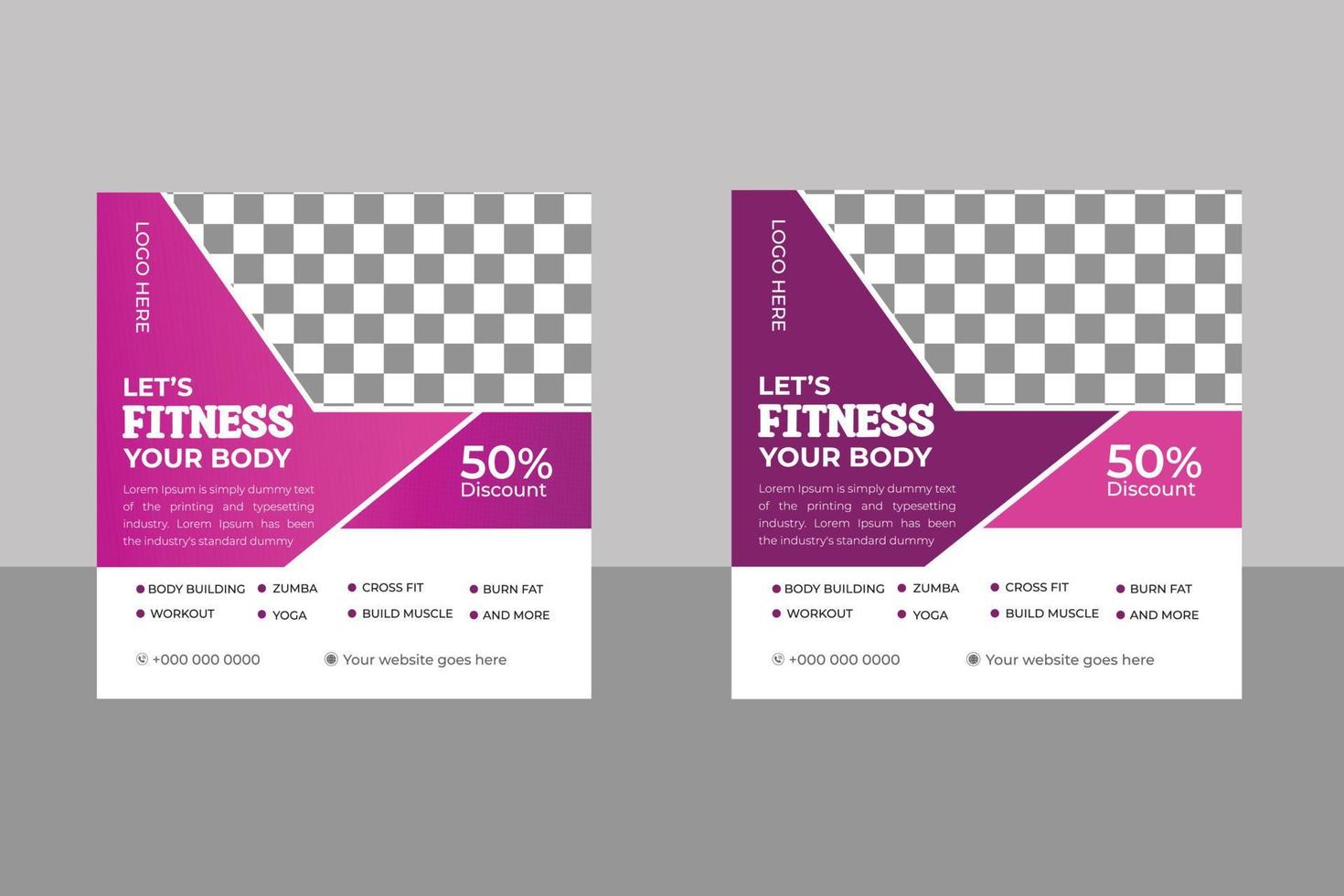 Fitness or Gym Social Media Post Template vector