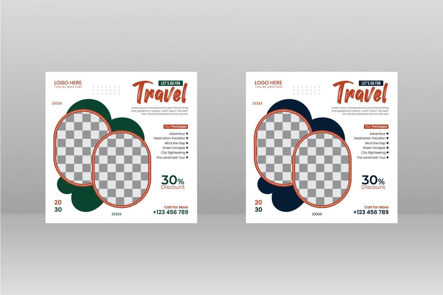 Tours and Travel Social Media Post vector