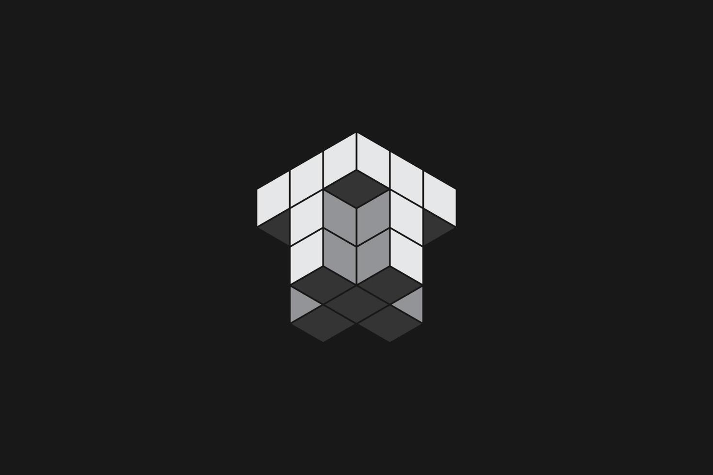 logotipo de bloque de cubo geométrico de letra inicial negra gris x vector