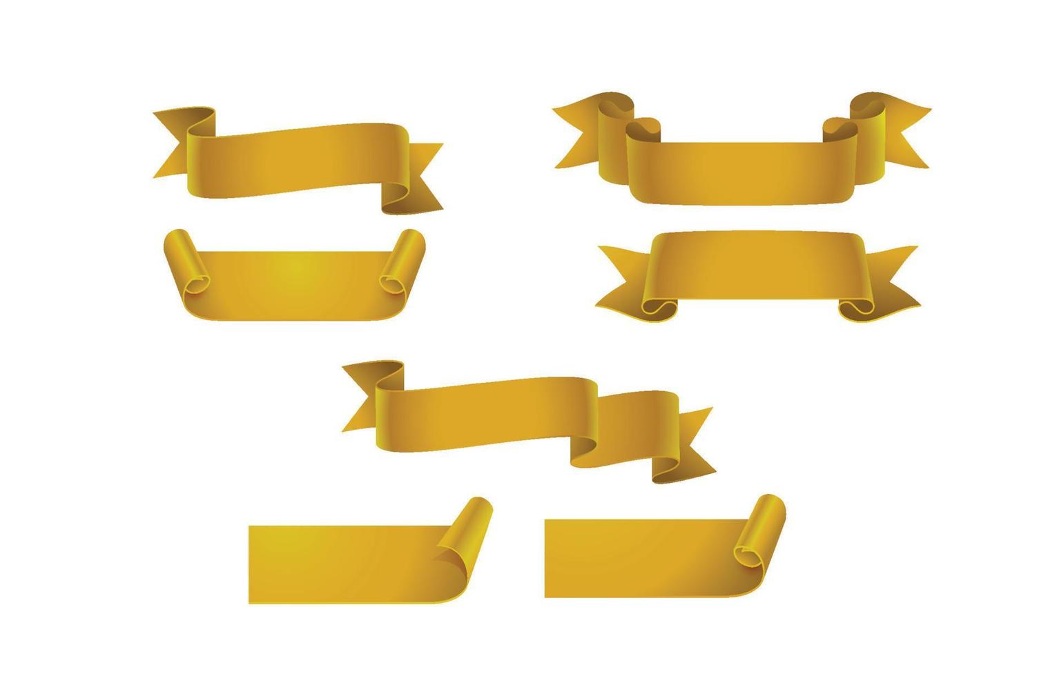 Glossy Gold Ribbons Banner element Set vector