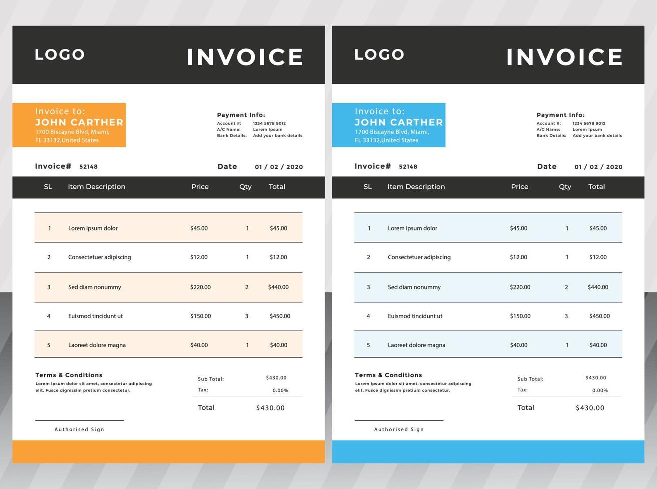 Modern Business Invoice Business Design vector