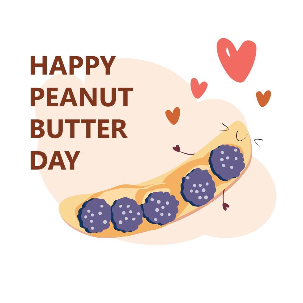 Vector Illustration for Peanut Butter Day. Banana and blackberry with  peanut butter. Cute cartoon characters. Healthy breakfast, lunch or snack  time. 19052421 Vector Art at Vecteezy