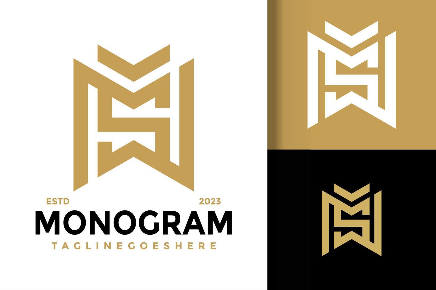 Letter MS Monogram Logo Logos Design Element Stock Vector Illustration Template