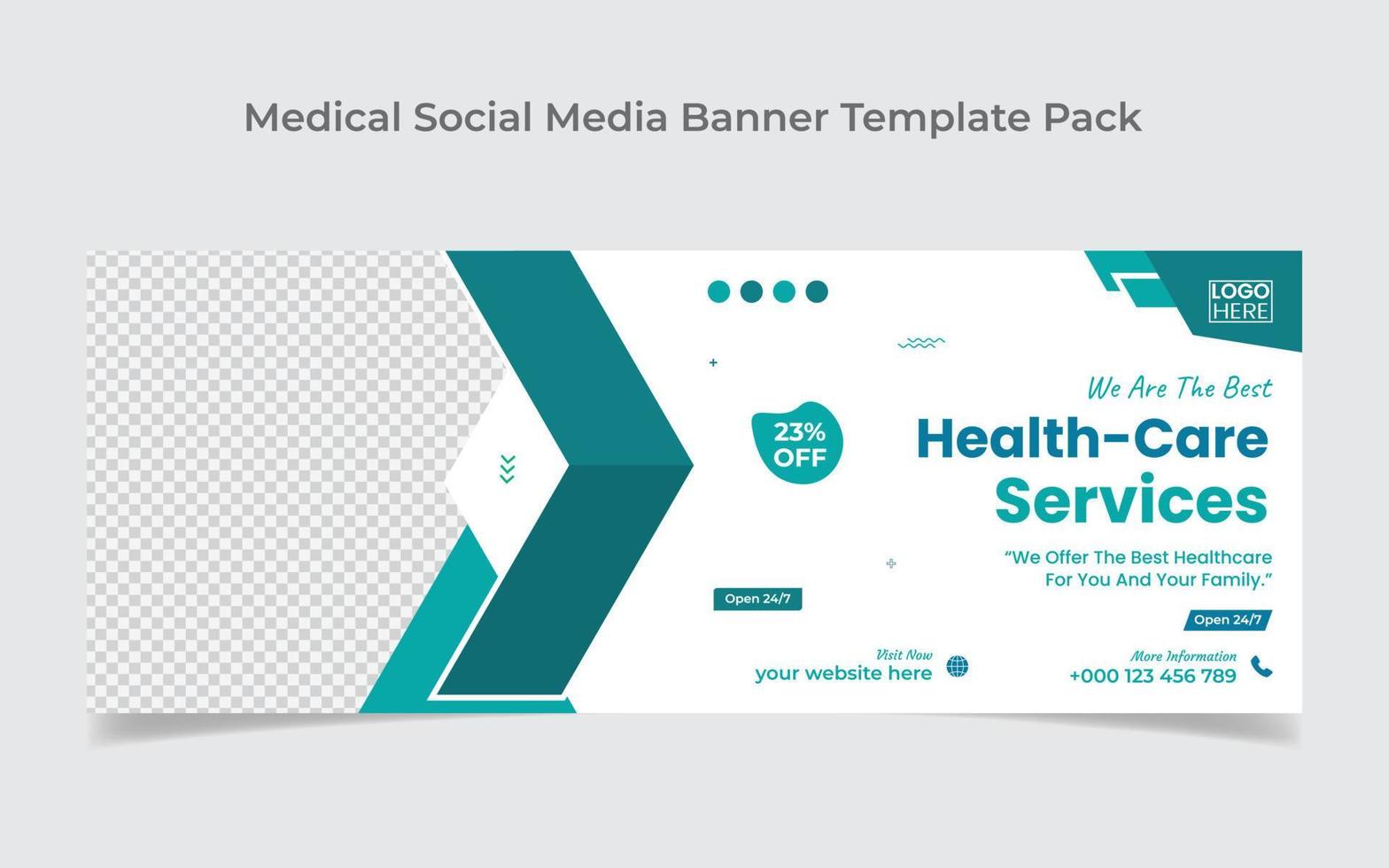 diseño de portada de redes sociales de atención médica y plantilla de diseño de banner web vector