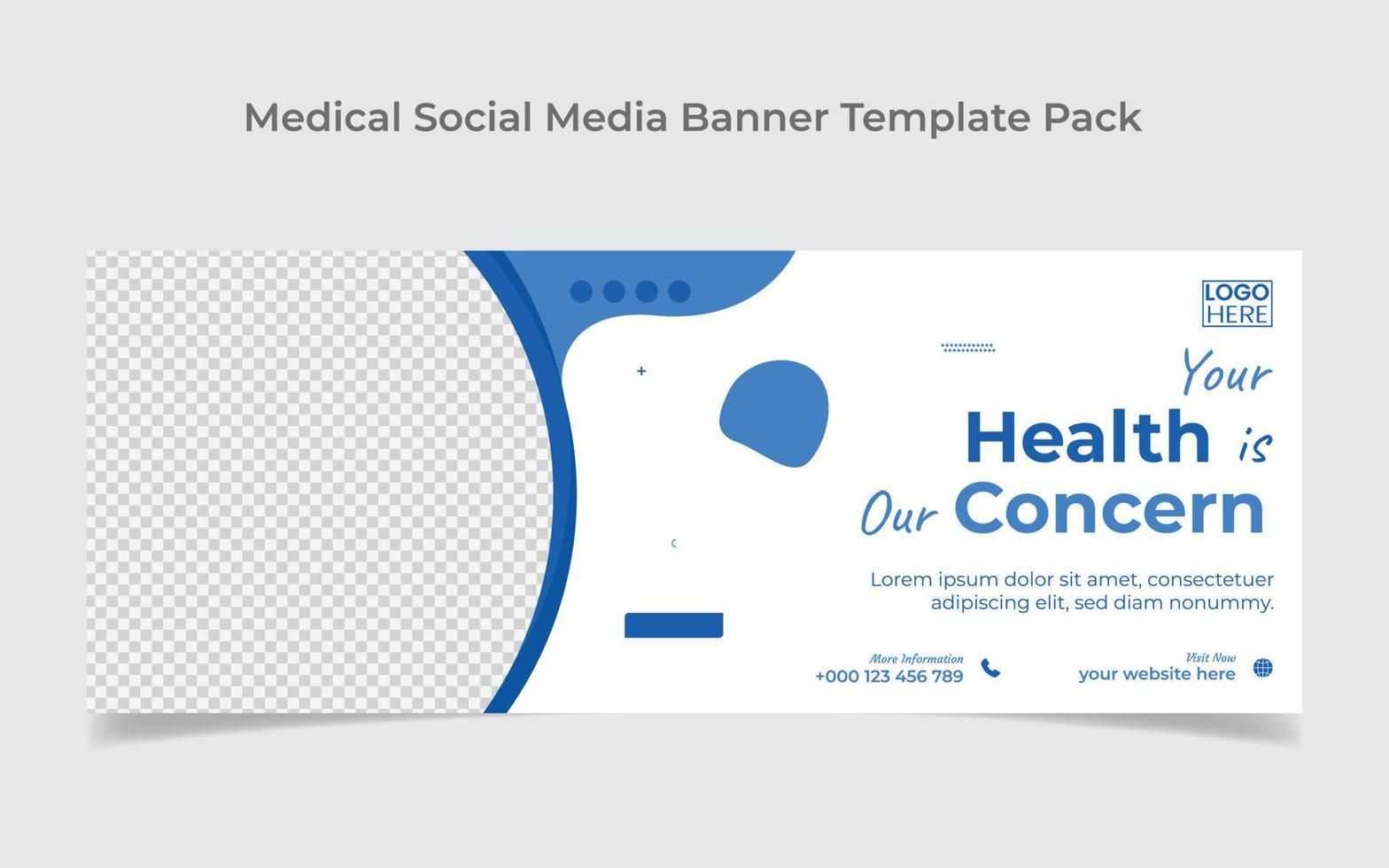 diseño de portada de redes sociales de atención médica y plantilla de diseño de banner web vector