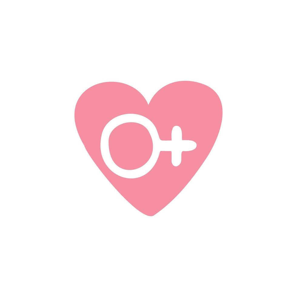Cute cartoon heart with a female sign. vector