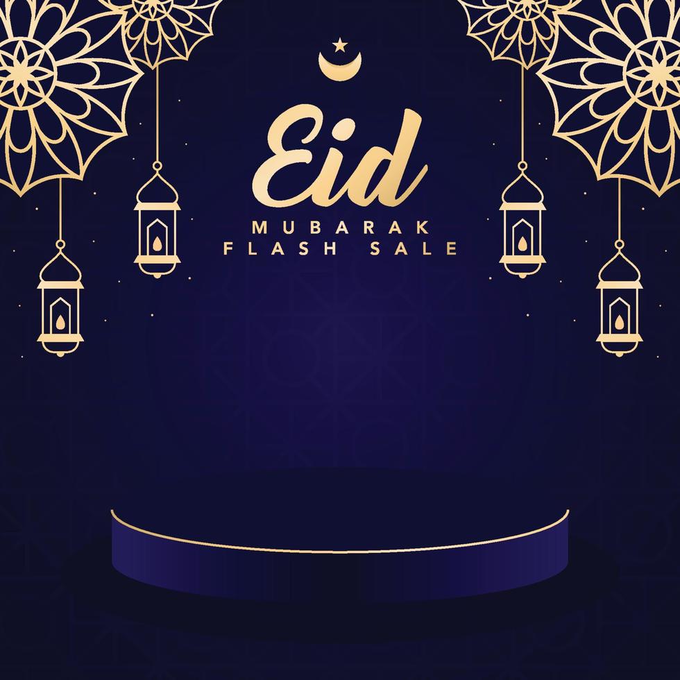 eid al fitr mubarak social media template illustration vector