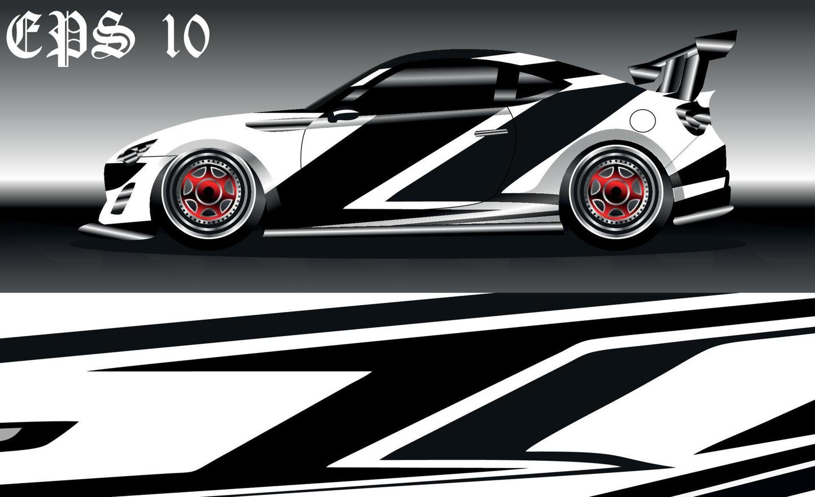 Car wrap design. Livery design for racing car. sedan, hatchback. vector format.