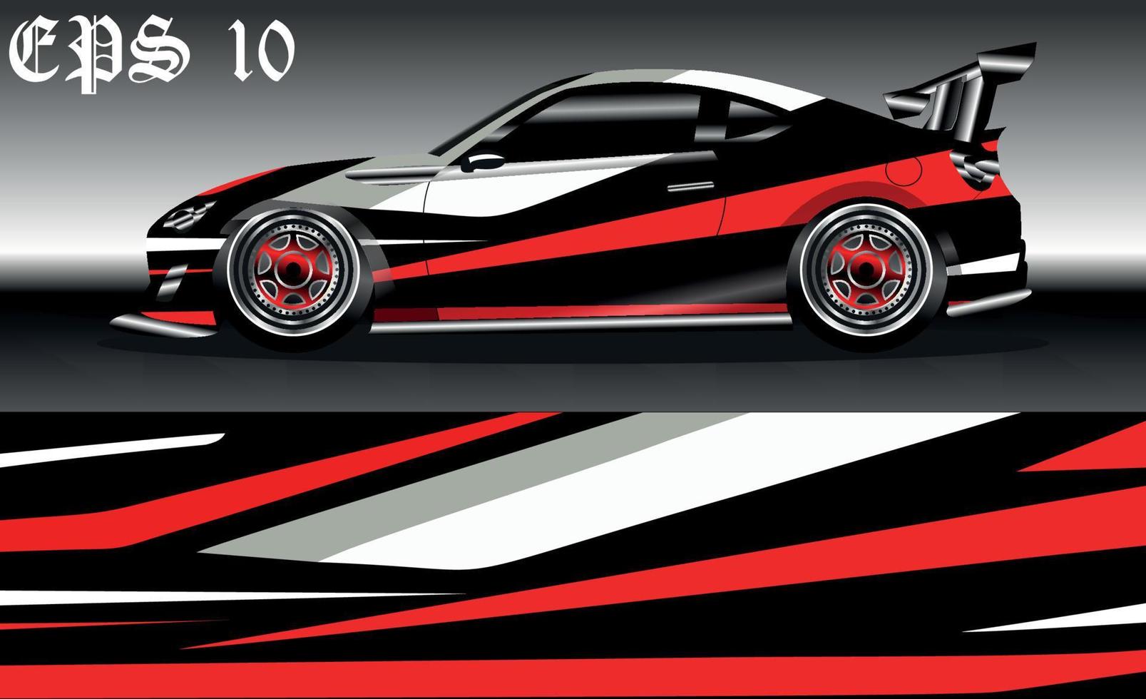 Car wrap design. Livery design for racing car. sedan, hatchback. vector format.