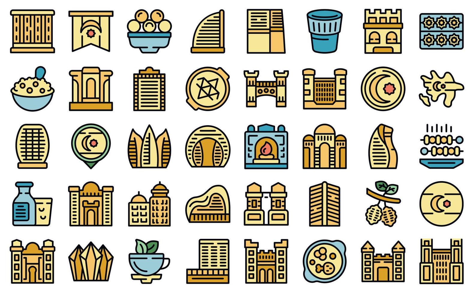 Baku icons set vector flat