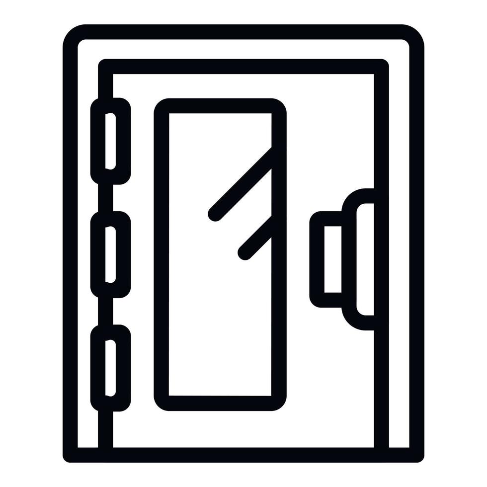 Door lock icon outline vector. Wooden door vector