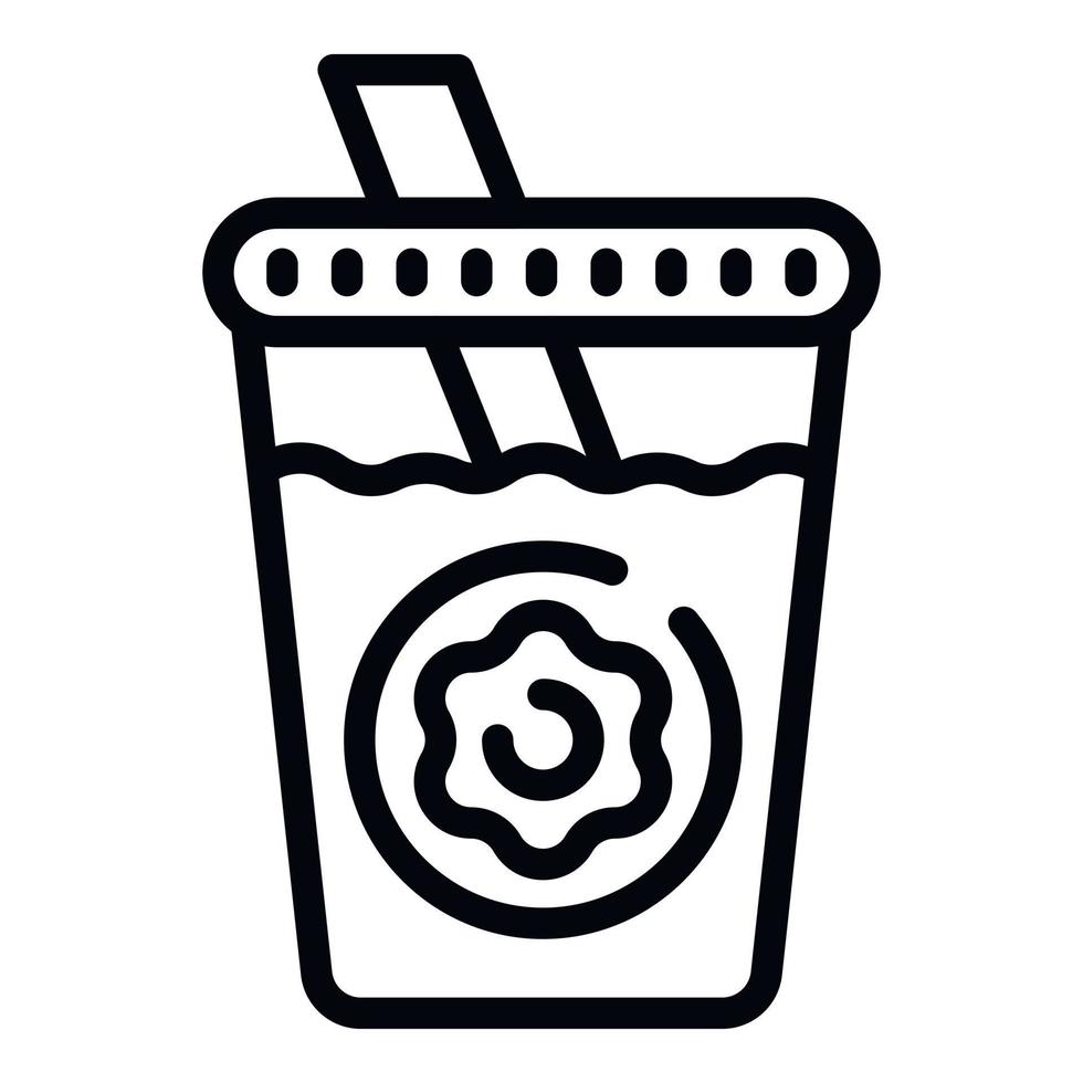 vector de contorno de icono de jugo de naturaleza. vaso de comida