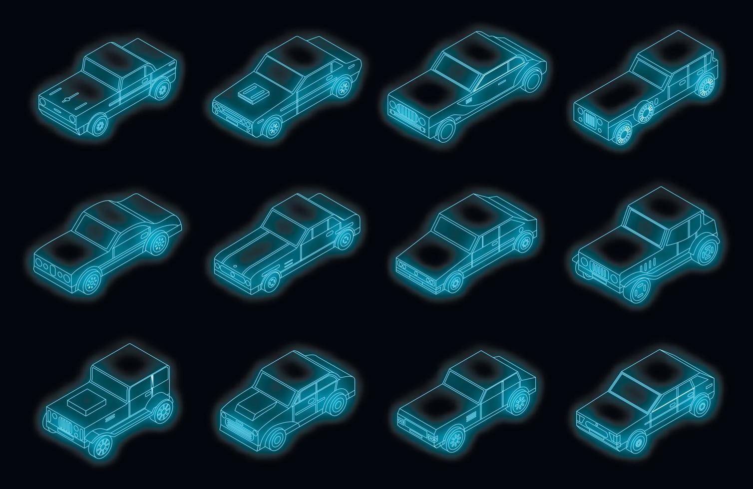 conjunto de iconos antiguos de coche neón vectorial vector