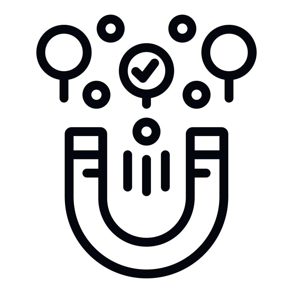 Magnet key point icon outline vector. Main conclusion vector