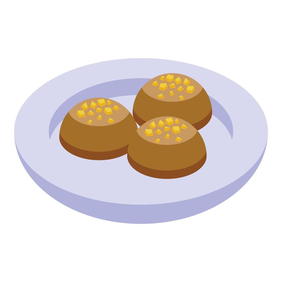 Dessert food icon isometric vector. Sweet halwa vector