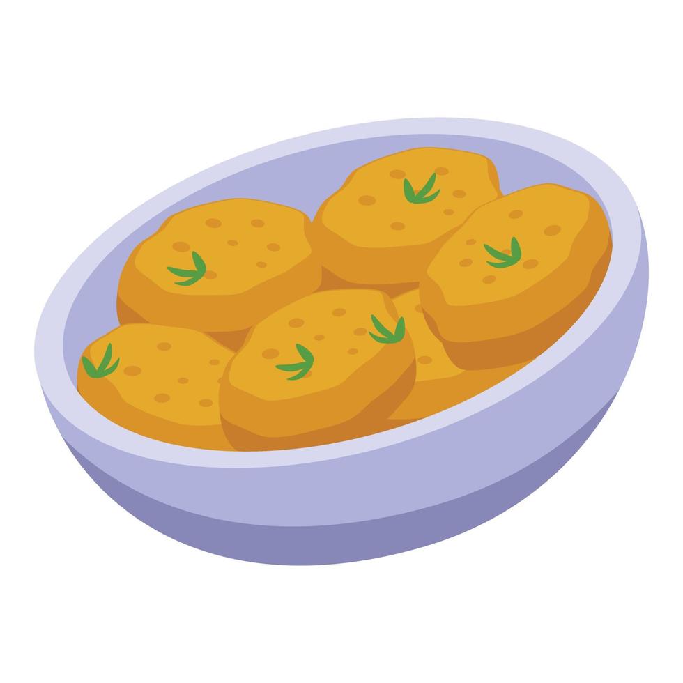 Deep meal icon isometric vector. Cheese food vector