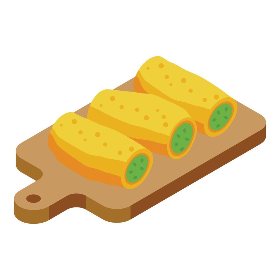 Croquette roll icon isometric vector. Food snack vector
