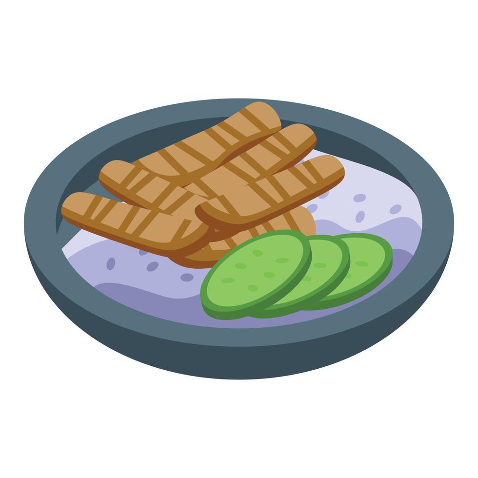 Rice meat food icon isometric vector. Japanese dinner vector