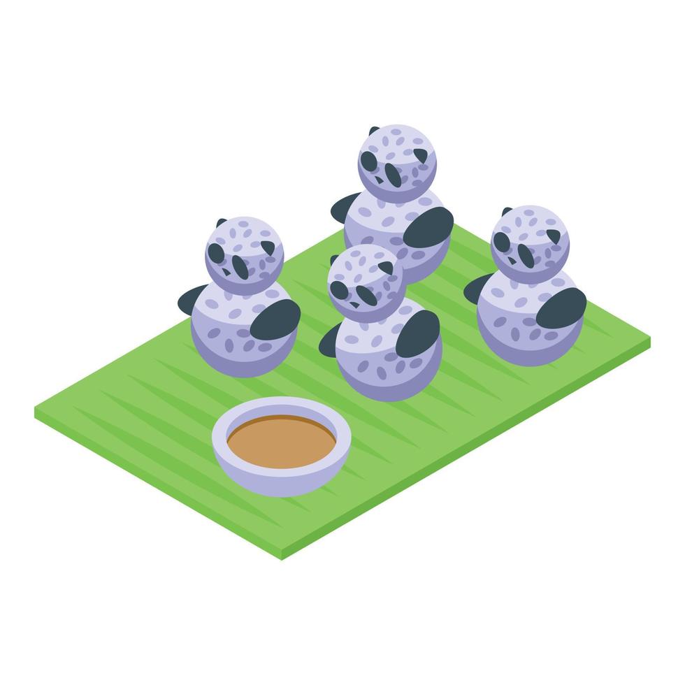 icono de comida de panda de arroz vector isométrico. plato de japon