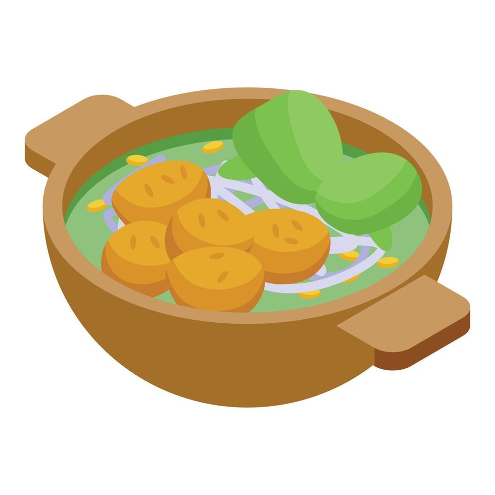 Japanese soup icon isometric vector. Japan food vector