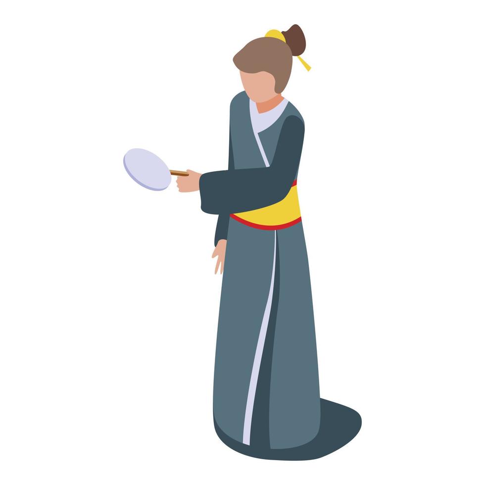 Geisha in black cloth icon isometric vector. Woman art vector