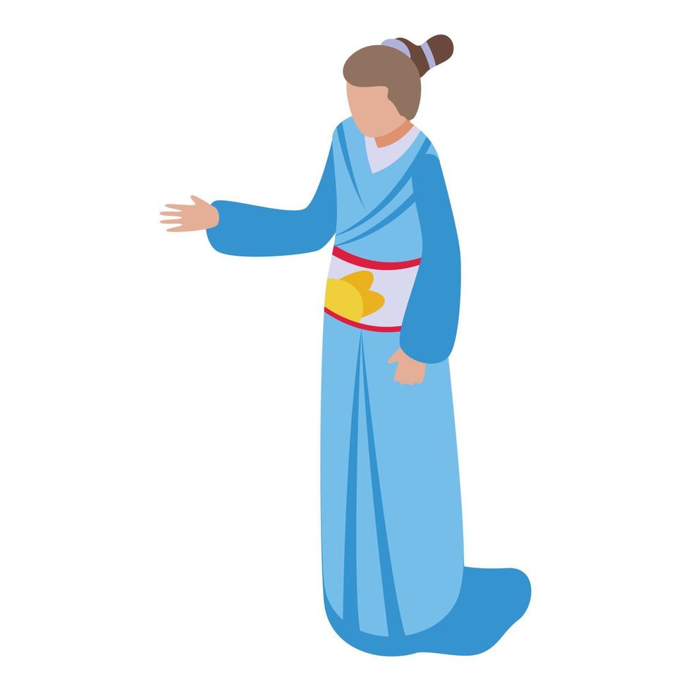 Geisha style icon isometric vector. Female art vector