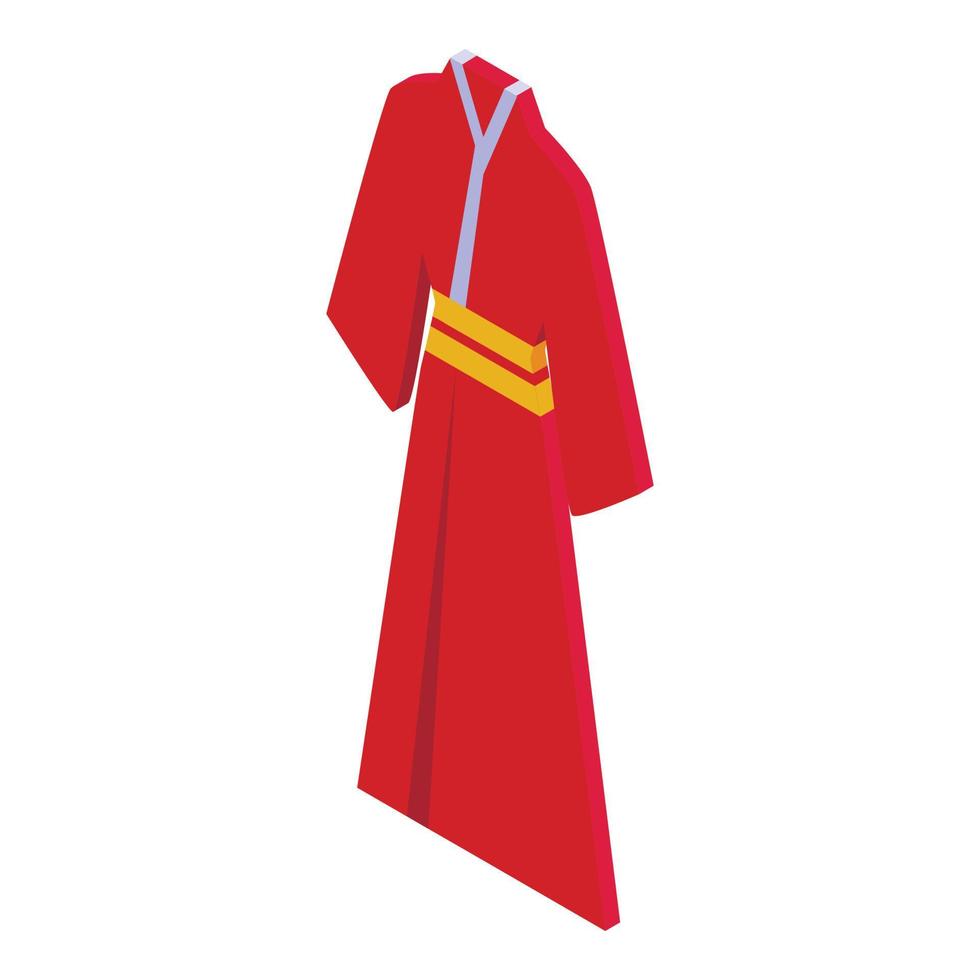 Geisha red kimono icon isometric vector. Girl art vector