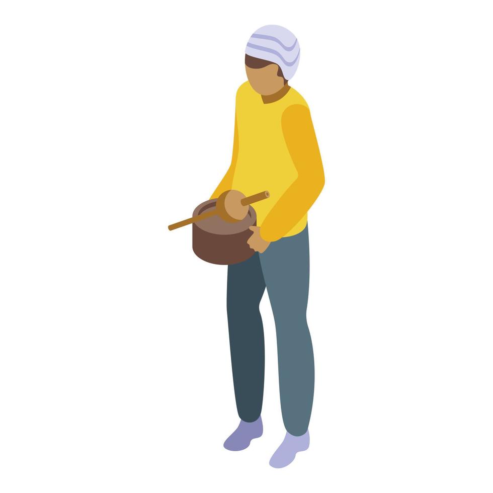 Man snake charmer icon isometric vector. Indian dance vector