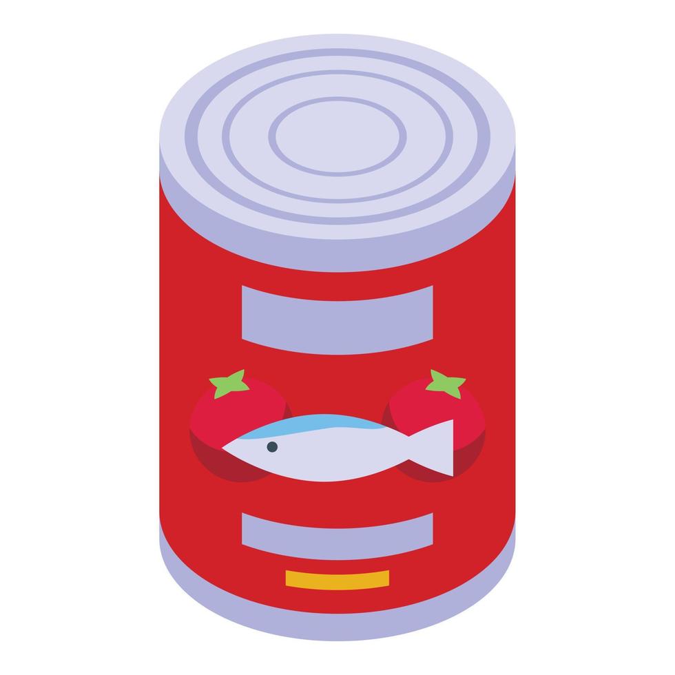 Tomato fish tin can icon isometric vector. Sardine food vector