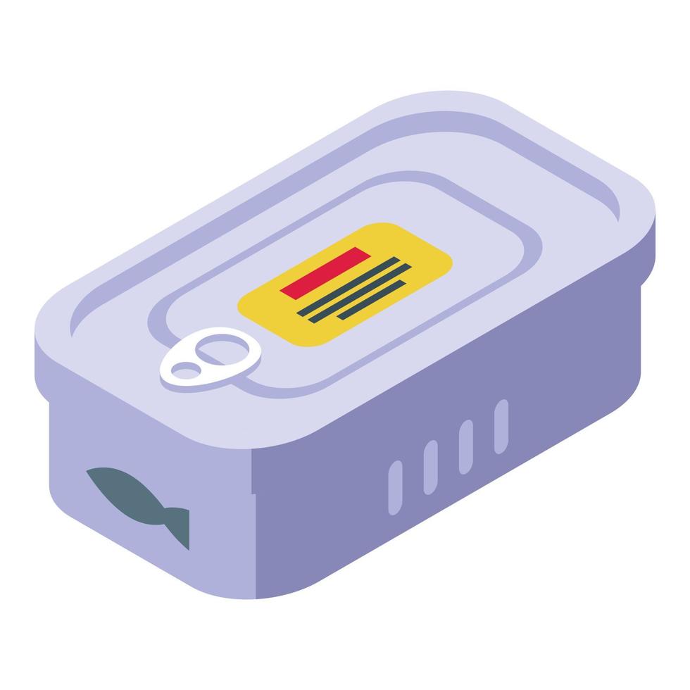 Sardine tin can icon isometric vector. Herring fish vector