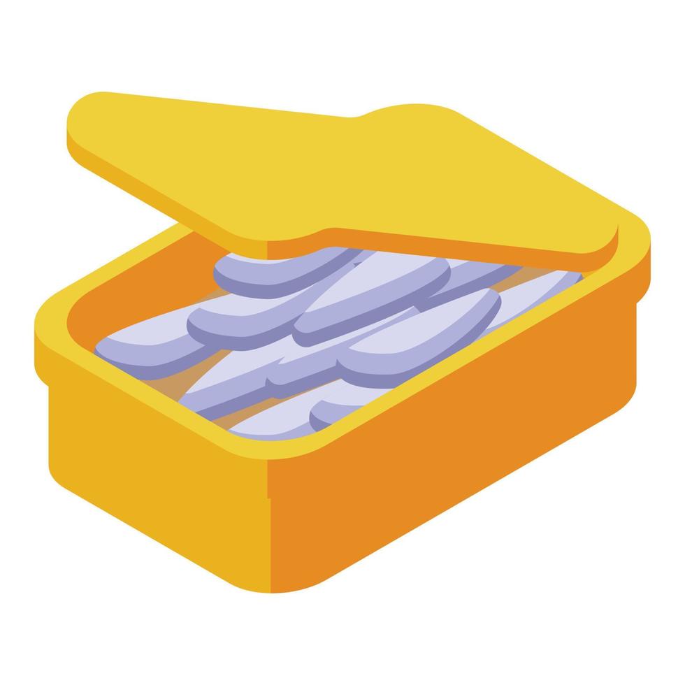 Fish tin can icon isometric vector. Sardine food vector