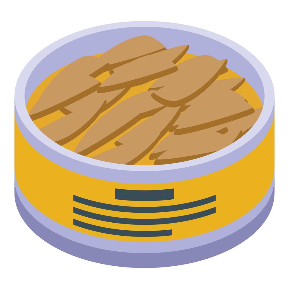 Seafood tin can icon isometric vector. Fish herring vector