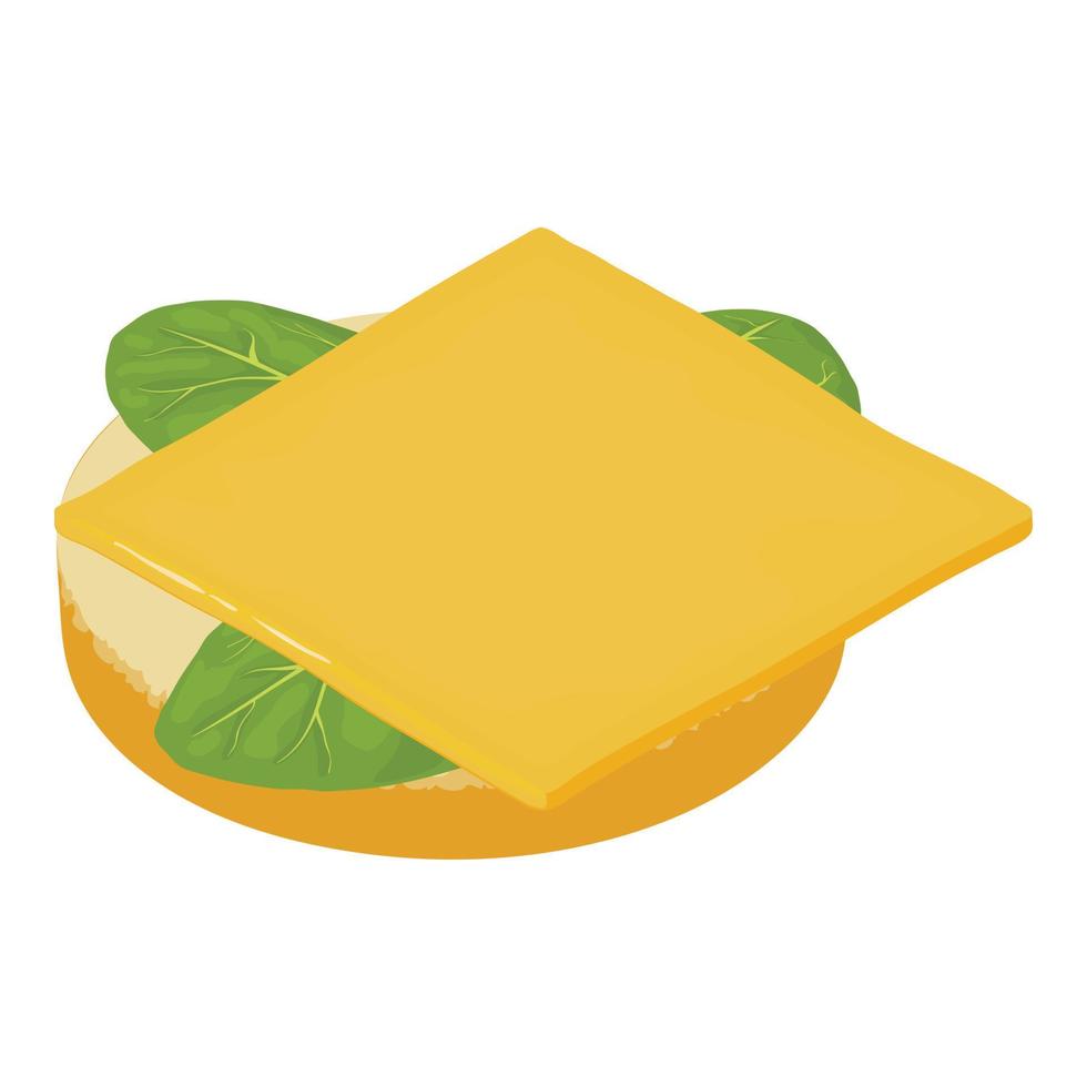 Breakfast sandwich icon isometric vector. Sandwich with cheese slice and spinach vector
