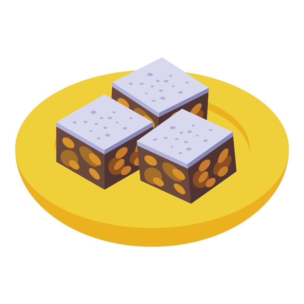 Date cake icon isometric vector. Fruit food vector
