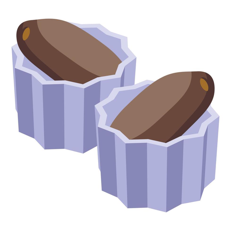 Chocolate date fruit icon isometric vector. Sweet food vector