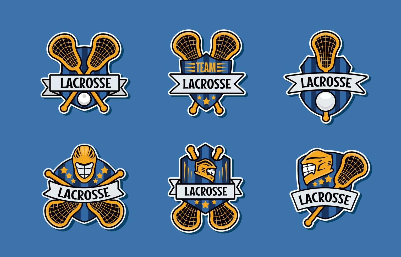 conjunto de logotipo de lacrosse deportivo vector