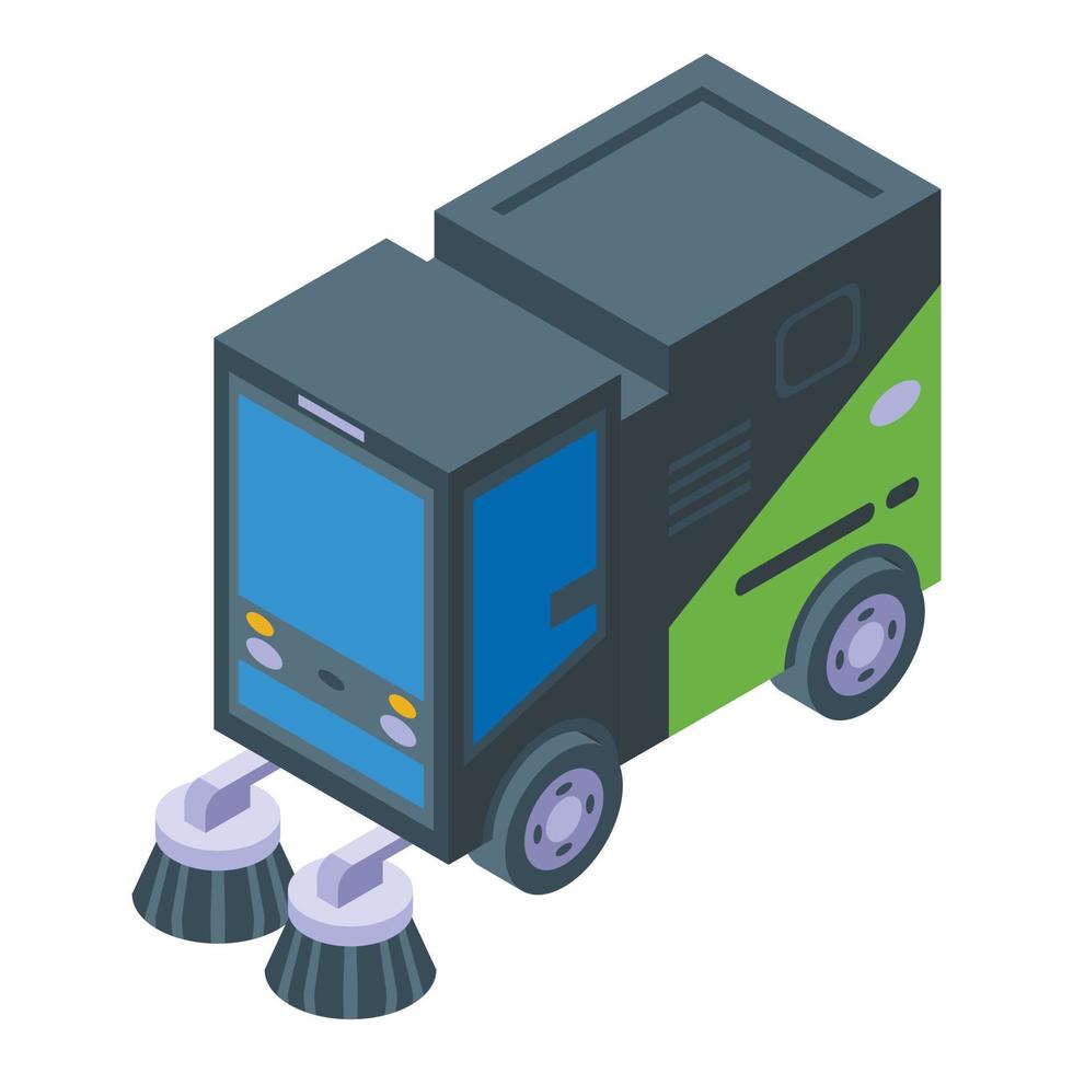 Vehicle sweeper icon isometric vector. Street truck vector