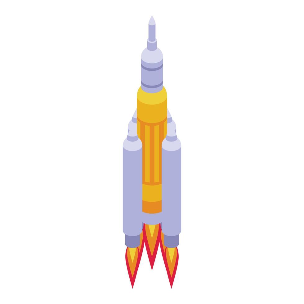 Flying space rocket icon isometric vector. Astronaut planet vector