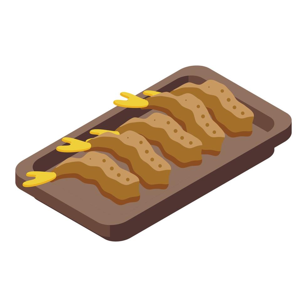 Tempura grilled icon isometric vector. Seafood dish vector