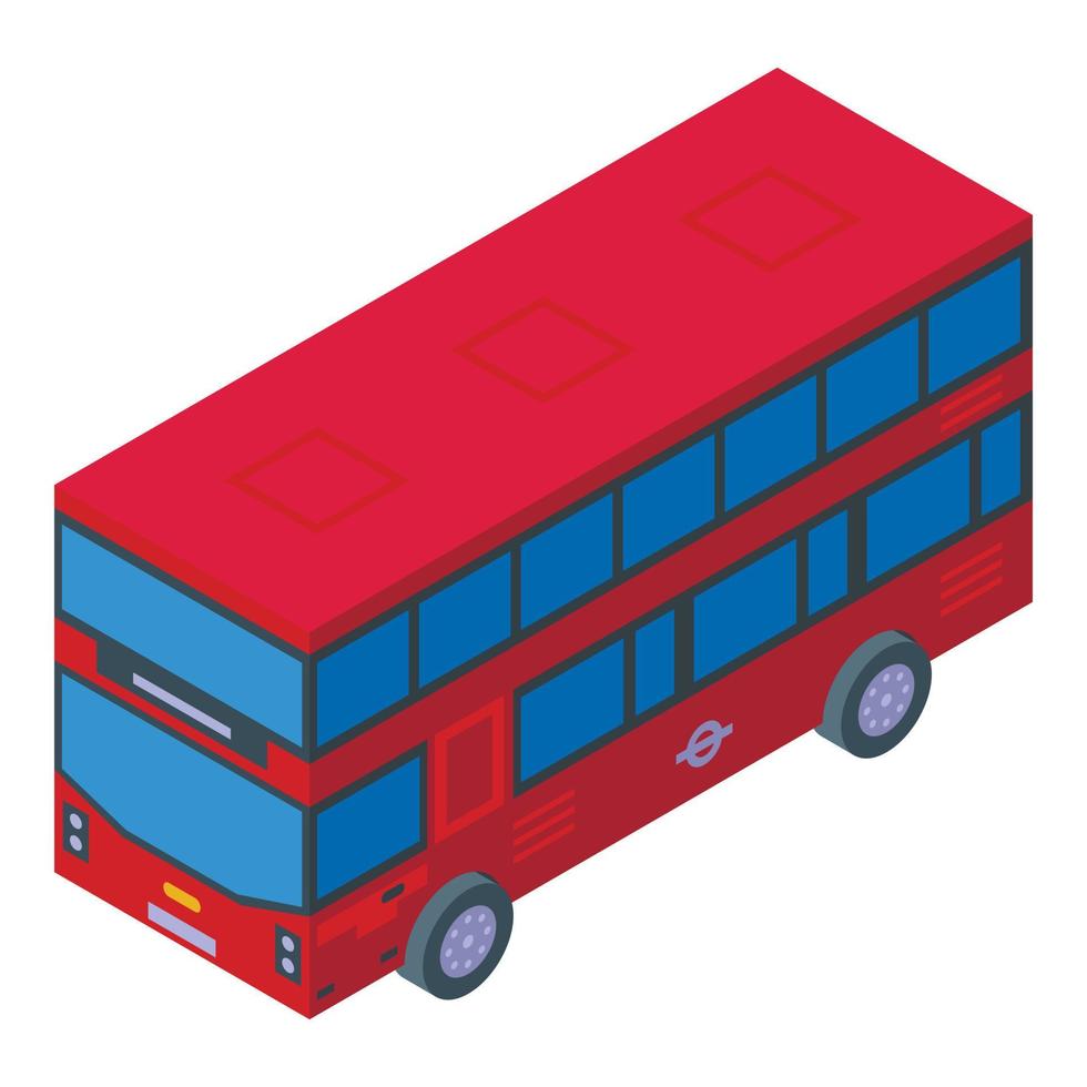 Map red bus icon isometric vector. England tour vector